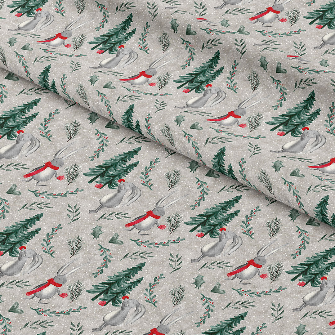 Christmas Bunny Fabric for Sewing Clothes, Christmas Crafts and Fleece ...