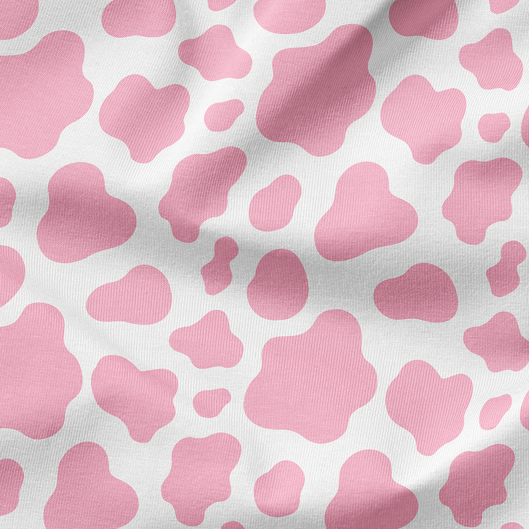 Pink Cow Print fabric for Clothing, Upholstery, Outdoor Cushions