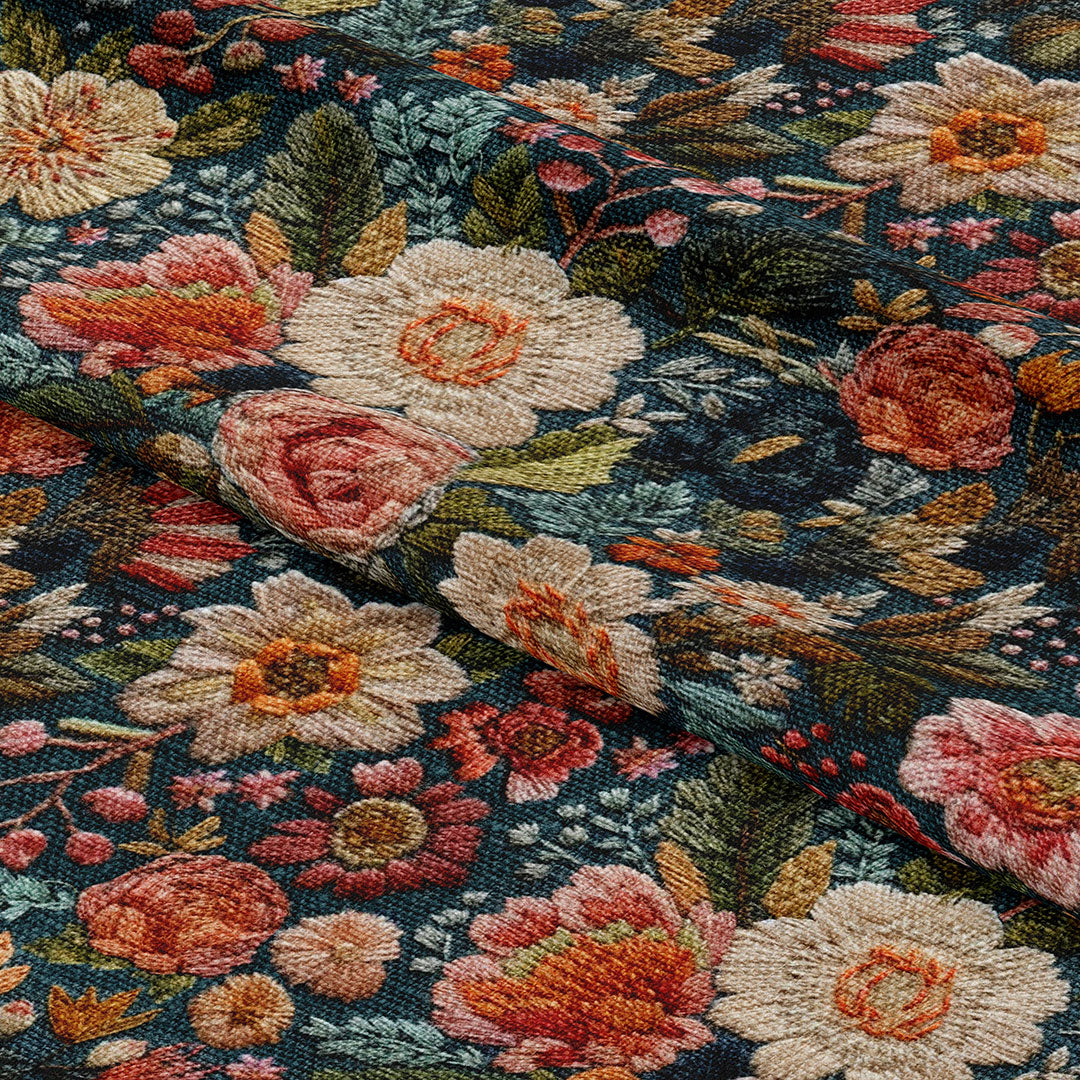 Evelyn Floral Embroidery Fabric Custom Fabrics UK