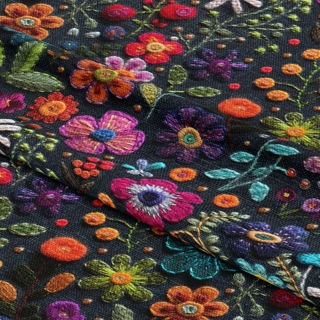 Floral Embroidery Fabric for outdoor cushions – Custom Fabrics UK